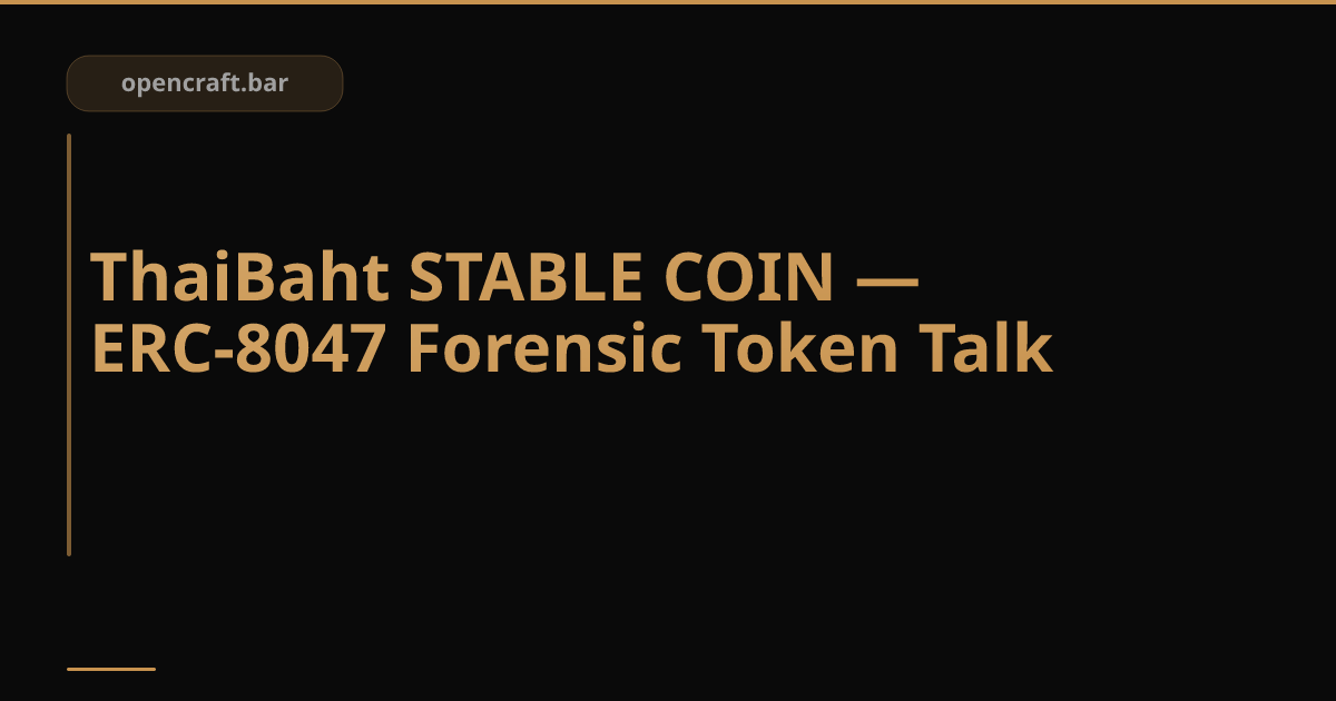 🚨 ThaiBaht STABLE COIN — ERC-8047 Forensic Token Talk